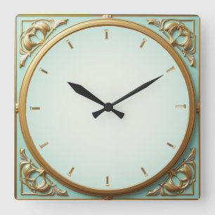 Art Deco Mint Vierkante Klok
