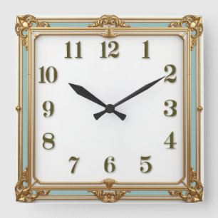 Art Deco Mint Vierkante Klok