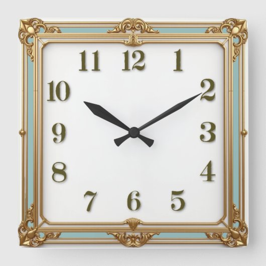 Art Deco Mint Vierkante Klok (Voorkant)
