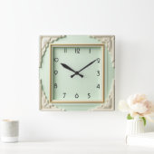 Art Deco Mint Vierkante Klok (Huis)