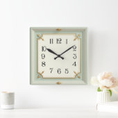Art Deco Mint Vierkante Klok (Huis)