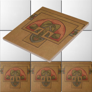 Art Deco, Mission of Craftsman stijl Floral Frieze Tegeltje