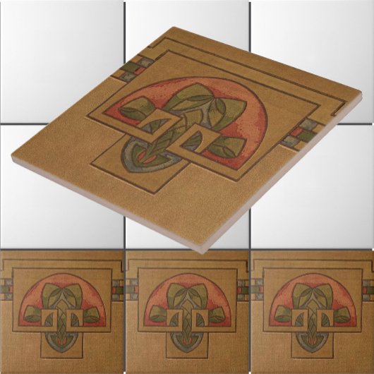 Art Deco, Mission of Craftsman stijl Floral Frieze Tegeltje