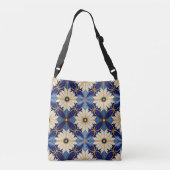 Art Deco Mode Accessoires Gold Blue White Petal Crossbody Tas (Achterkant)