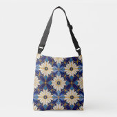 Art Deco Mode Accessoires Gold Blue White Petal Crossbody Tas (Voorkant)
