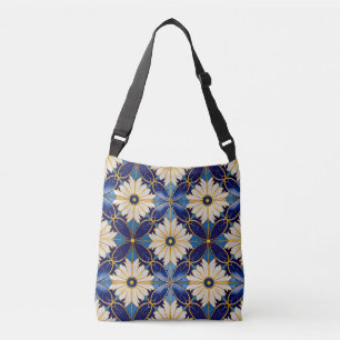 Art Deco Mode Accessoires Gold Blue White Petal Crossbody Tas