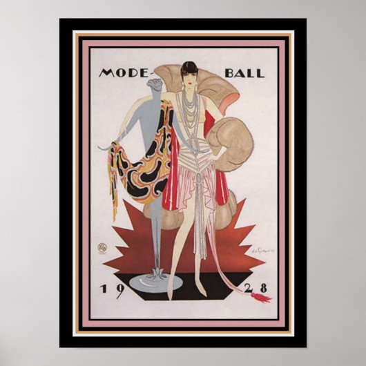 Art Deco Mode Ball 1928 12 x 16 Wall Art Poster (Voorkant)