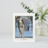 Art Deco Mode Bord van Avondjas van Barbier Briefkaart (Staand voorkant)