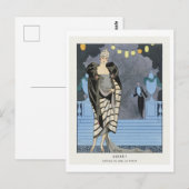 Art Deco Mode Bord van Avondjas van Barbier Briefkaart (Voorkant / Achterkant)