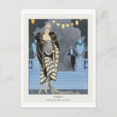 Art Deco Mode Bord van Avondjas van Barbier Briefkaart (Voorkant)