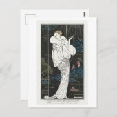 Art Deco Mode Bord van Avondjas van Barbier Briefkaart (Voorkant / Achterkant)