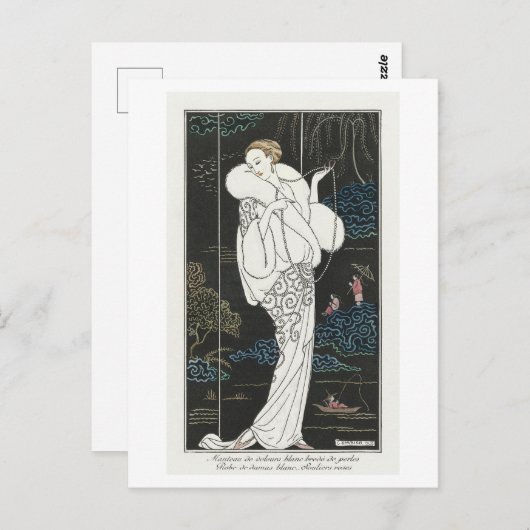 Art Deco Mode Bord van Avondjas van Barbier Briefkaart (Voorkant / Achterkant)