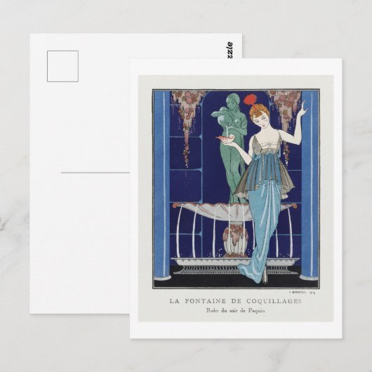 Art Deco Mode Bord van Avondjurk van Barbier Briefkaart (Voorkant / Achterkant)