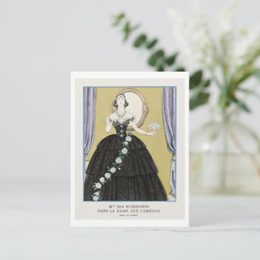 Art Deco Mode Bord van Avondjurk van Barbier Briefkaart (Staand voorkant)