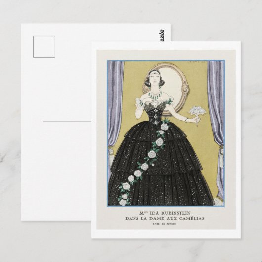 Art Deco Mode Bord van Avondjurk van Barbier Briefkaart (Voorkant / Achterkant)