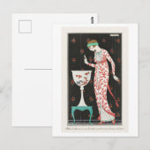 Art Deco Mode Bord van Avondjurk van Barbier Briefkaart (Voorkant / Achterkant)