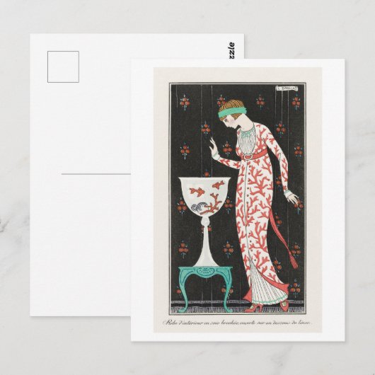 Art Deco Mode Bord van Avondjurk van Barbier Briefkaart (Voorkant / Achterkant)