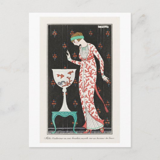 Art Deco Mode Bord van Avondjurk van Barbier Briefkaart (Voorkant)