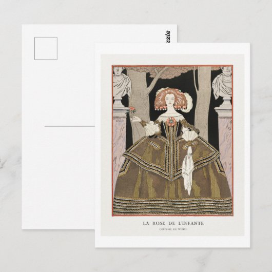 Art Deco Mode Bord van Avondjurk van Barbier Briefkaart (Voorkant / Achterkant)