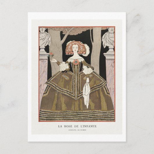 Art Deco Mode Bord van Avondjurk van Barbier Briefkaart (Voorkant)