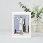 Art Deco Mode Bord van Avondjurk van Barbier Briefkaart (Staand voorkant)