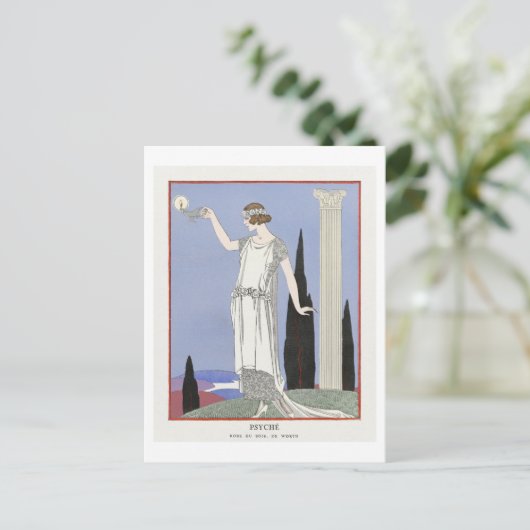 Art Deco Mode Bord van Avondjurk van Barbier Briefkaart (Staand voorkant)