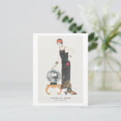 Art Deco Mode Bord van Avondjurk van Barbier Briefkaart (Staand voorkant)
