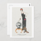 Art Deco Mode Bord van Avondjurk van Barbier Briefkaart (Voorkant / Achterkant)