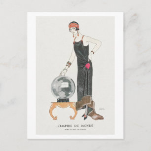 Art Deco Mode Bord van Avondjurk van Barbier Briefkaart