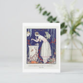 Art Deco Mode Bord van Zomerjurk van Barbier Briefkaart (Staand voorkant)