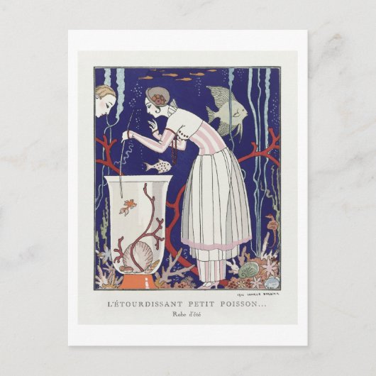 Art Deco Mode Bord van Zomerjurk van Barbier Briefkaart (Voorkant)