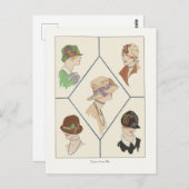 Art Deco Mode Design Women in Petten, jaren 20 Briefkaart (Voorkant / Achterkant)