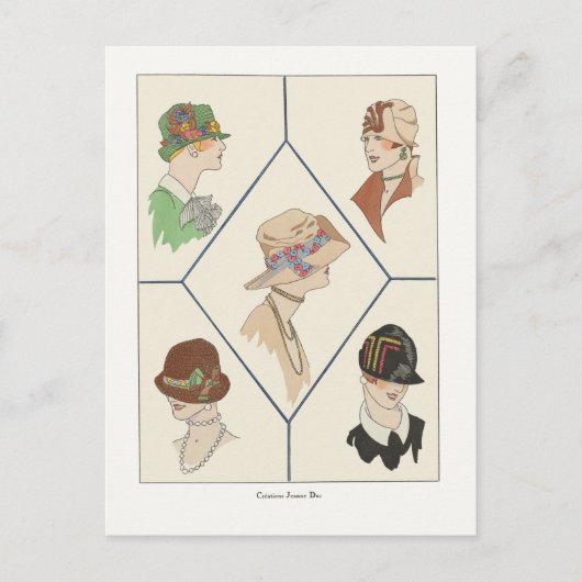 Art Deco Mode Design Women in Petten, jaren 20 Briefkaart (Voorkant)