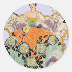 Art Deco mode-illustratie in vintage-stijl Elegant Ronde Sticker