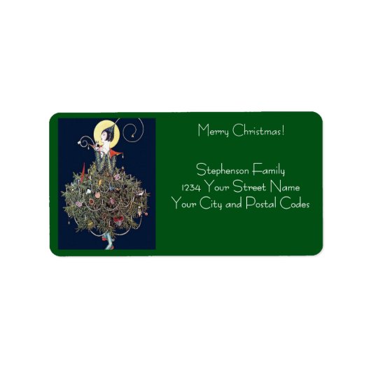 Art Deco Mode Kerstboom Retro Adres Etiket (Voorkant)