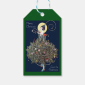 Art Deco Mode Kerstboom Retro Cadeaulabel (Achterkant)