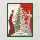 Art Deco Mode Kerstboom Retro Feestdagenkaart (Voorkant)