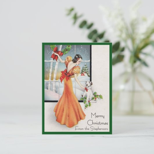 Art Deco Mode Kerstboom Retro Feestdagenkaart (Staand voorkant)