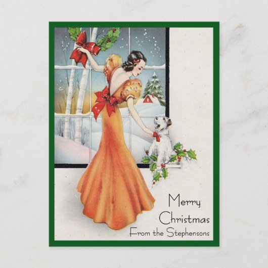 Art Deco Mode Kerstboom Retro Feestdagenkaart (Voorkant)