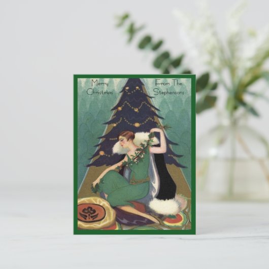 Art Deco Mode Kerstboom Retro Feestdagenkaart (Staand voorkant)