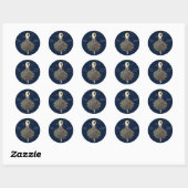 Art Deco Mode Kerstboom Retro Ronde Sticker (Vel)
