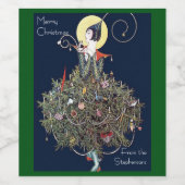 Art Deco Mode Kerstboom Retro Wijn Etiket (Enkel label)