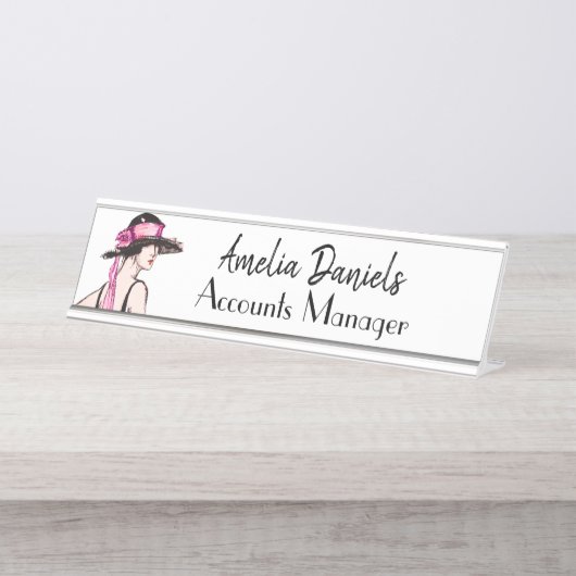  Art Deco Mode Name Bord Bureau Naambordje (Voorkant)