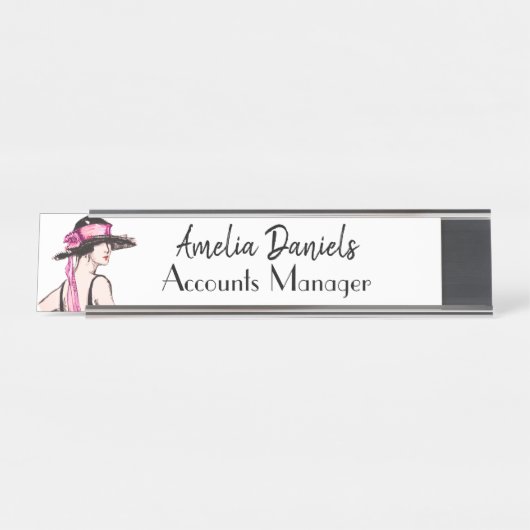 Art Deco Mode Name Bord Bureau Naambordje (Voorkant)