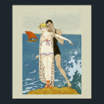 Art Deco Mode Poster<br><div class="desc">Een verbluffend Art Deco-poster met een stel op het strand. Gewoon geweldig voor de badkamer.</div>