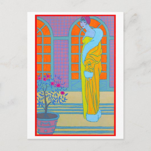Art Deco Mode Tekening door George Barbier Briefkaart (Voorkant)