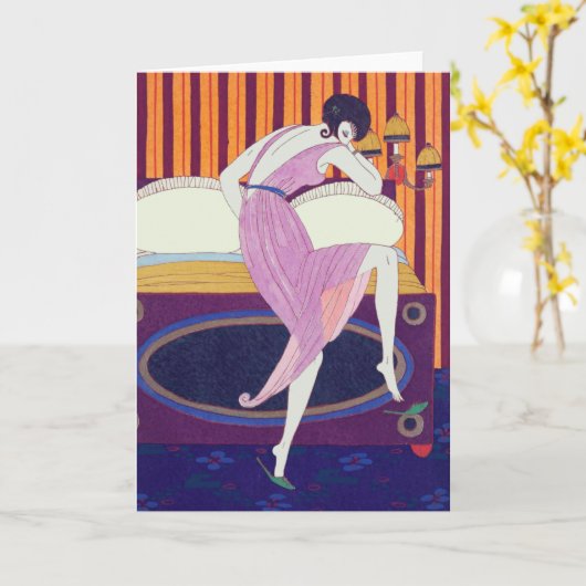 Art Deco Mode Tekening door George Barbier Kaart (Gele Bloem)