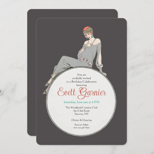 Art Deco Mode Uitnodiging (Voorkant / Achterkant)