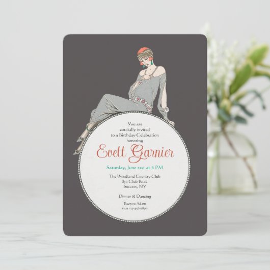 Art Deco Mode Uitnodiging (Staand voorkant)