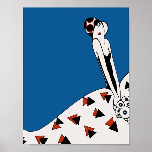 Art Deco Mode Vrouw – Vintage Geometrisch Poster (Voorkant)